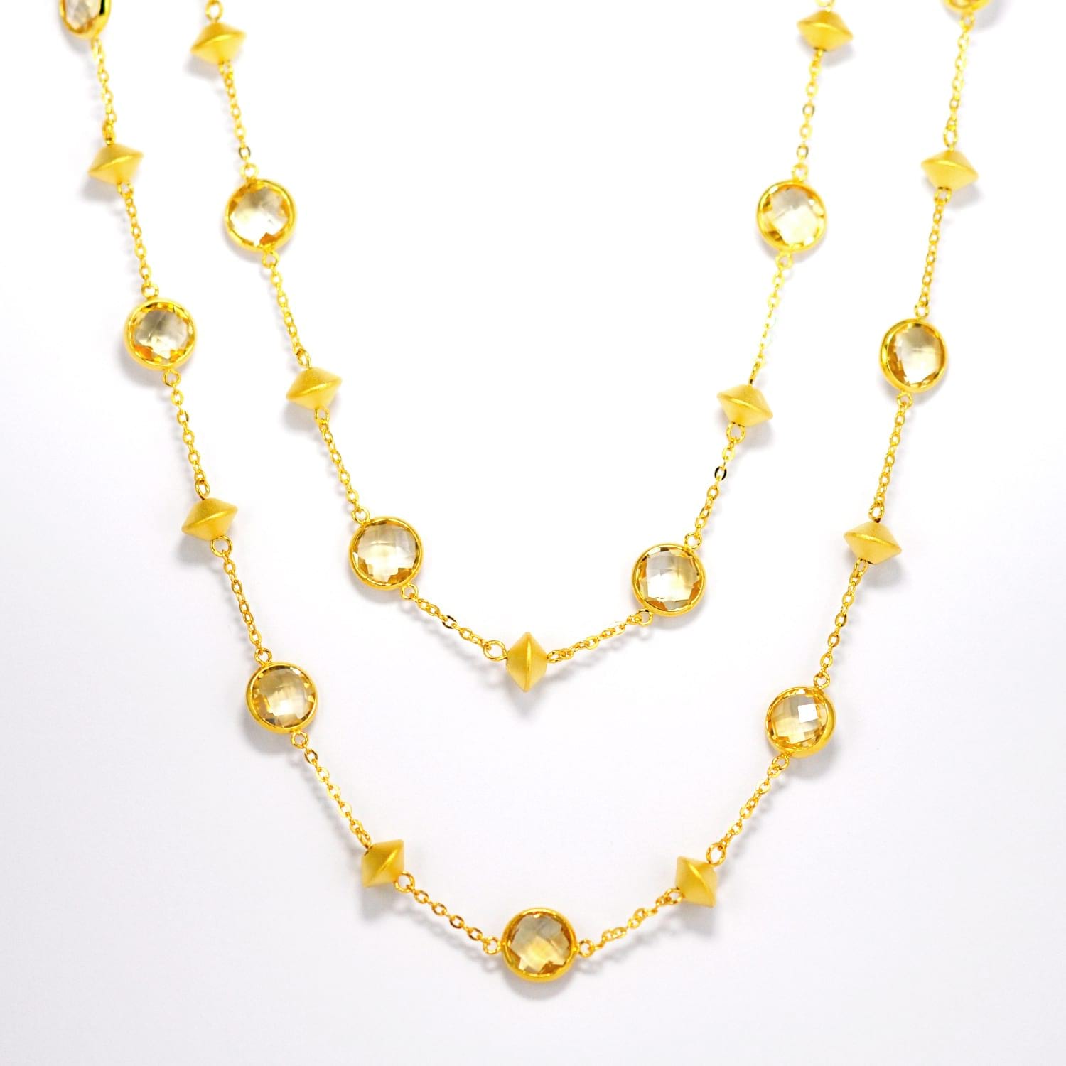 Citrine and golden beads necklace