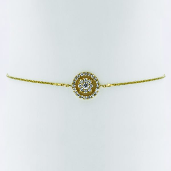 Concentric Circle Diamond Bracelet in Yellow Gold - Front View