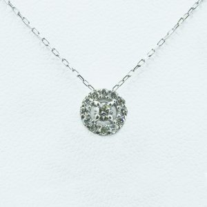 Concentric Circles Diamond Necklace in White Gold